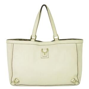Gucci Leather Abbey With Gold Hardware Tote Bag Ecru